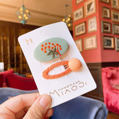 2 бр. нови корейски детски фиби за коса семпла мода цветна бродерия цвете BB клип за сладко момиче принцеса аксесоари за коса