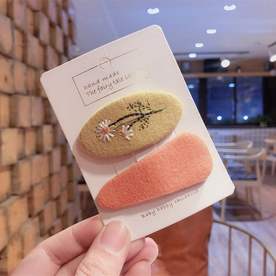 2 бр. нови корейски детски фиби за коса семпла мода цветна бродерия цвете BB клип за сладко момиче принцеса аксесоари за коса