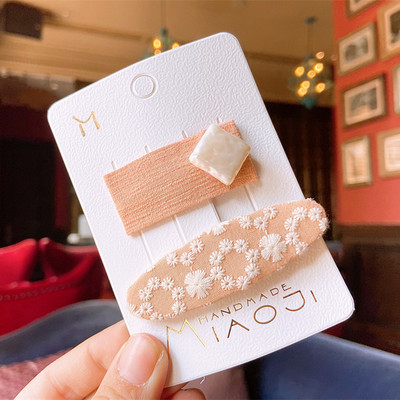 2 бр. нови корейски детски фиби за коса семпла мода цветна бродерия цвете BB клип за сладко момиче принцеса аксесоари за коса