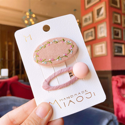 2 бр. нови корейски детски фиби за коса семпла мода цветна бродерия цвете BB клип за сладко момиче принцеса аксесоари за коса