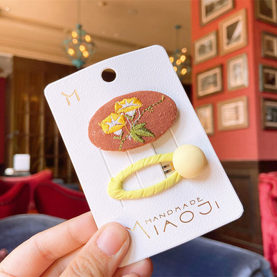 2 бр. нови корейски детски фиби за коса семпла мода цветна бродерия цвете BB клип за сладко момиче принцеса аксесоари за коса