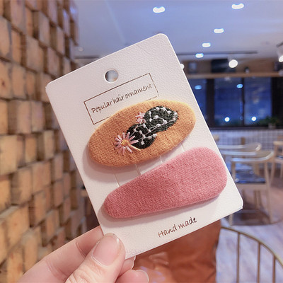 2 бр. нови корейски детски фиби за коса семпла мода цветна бродерия цвете BB клип за сладко момиче принцеса аксесоари за коса