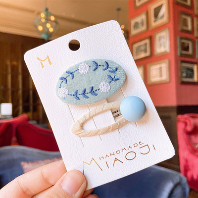 2 бр. нови корейски детски фиби за коса семпла мода цветна бродерия цвете BB клип за сладко момиче принцеса аксесоари за коса