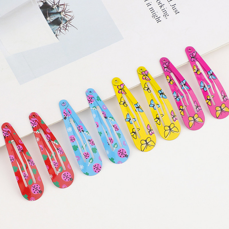 30-50 Vnt Drugelis Spausdinti Metaliniai Lašeliai Plaukų segtukai Merginoms Madinga Plaukų rankena Snap BB Clip Kūdikių Plaukų Priedai Plaukų segtukai