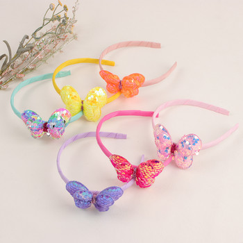 Διπλή στρώση παγιέτα φιόγκος για κορίτσια Hairband Glitter Μαλλιά Φιόγκοι Headbands Head Head Hoop Παιδικά αξεσουάρ μαλλιών