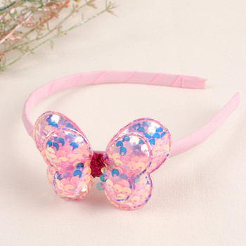 Διπλή στρώση παγιέτα φιόγκος για κορίτσια Hairband Glitter Μαλλιά Φιόγκοι Headbands Head Head Hoop Παιδικά αξεσουάρ μαλλιών