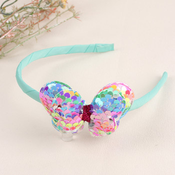 Διπλή στρώση παγιέτα φιόγκος για κορίτσια Hairband Glitter Μαλλιά Φιόγκοι Headbands Head Head Hoop Παιδικά αξεσουάρ μαλλιών