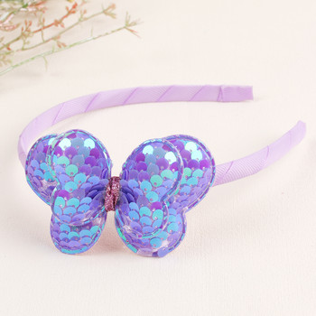 Διπλή στρώση παγιέτα φιόγκος για κορίτσια Hairband Glitter Μαλλιά Φιόγκοι Headbands Head Head Hoop Παιδικά αξεσουάρ μαλλιών