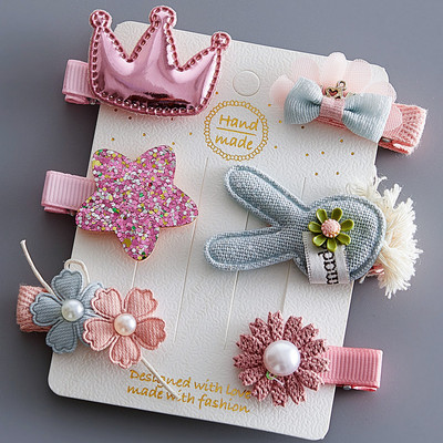 Platnene kopče za kosu za djecu 5/6 kom/komplet baletne zvijezde zeko cvijet Ukosnice za djevojčice Mašne Ukosnice Dodaci za kosu za djevojčice