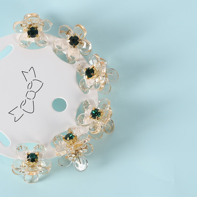 6 tk. Läbipaistev Lill Väikesed Juukseküüned Klambrid Naistele Tüdrukutele Rhinestones Pärl Minikrabi Juukseklambrid Sweet Childs Juukseaksessuaarid