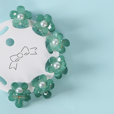 6 tk. Läbipaistev Lill Väikesed Juukseküüned Klambrid Naistele Tüdrukutele Rhinestones Pärl Minikrabi Juukseklambrid Sweet Childs Juukseaksessuaarid