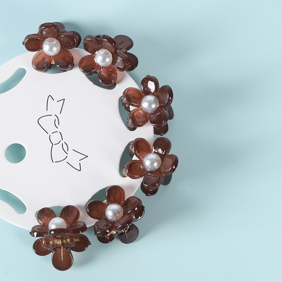 6 tk. Läbipaistev Lill Väikesed Juukseküüned Klambrid Naistele Tüdrukutele Rhinestones Pärl Minikrabi Juukseklambrid Sweet Childs Juukseaksessuaarid