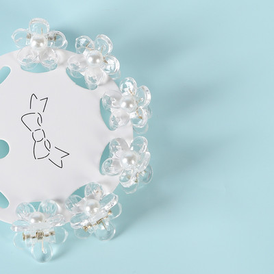 6 tk. Läbipaistev Lill Väikesed Juukseküüned Klambrid Naistele Tüdrukutele Rhinestones Pärl Minikrabi Juukseklambrid Sweet Childs Juukseaksessuaarid