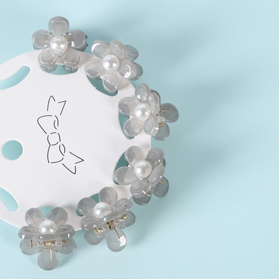 6 tk. Läbipaistev Lill Väikesed Juukseküüned Klambrid Naistele Tüdrukutele Rhinestones Pärl Minikrabi Juukseklambrid Sweet Childs Juukseaksessuaarid