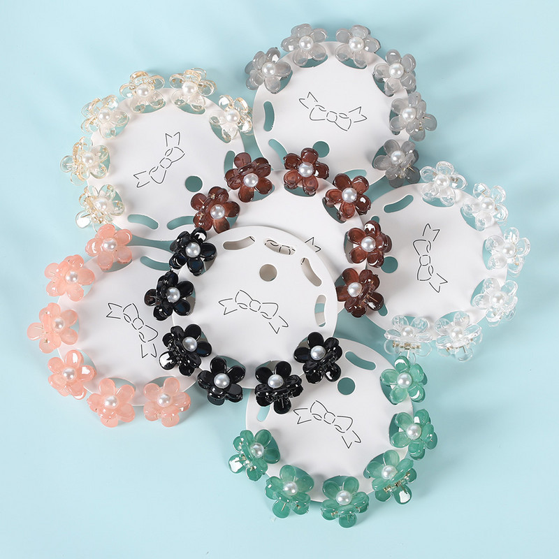 6 tk. Läbipaistev Lill Väikesed Juukseküüned Klambrid Naistele Tüdrukutele Rhinestones Pärl Minikrabi Juukseklambrid Sweet Childs Juukseaksessuaarid