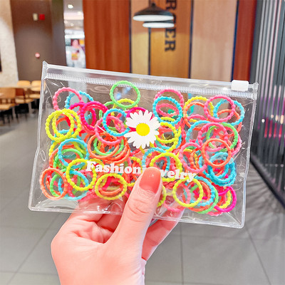 100PCS/Set Šarena mala elastična gumica za kosu za djevojčice, dječji konjski rep, gumica za kosu, gumica, modni dodaci za kosu