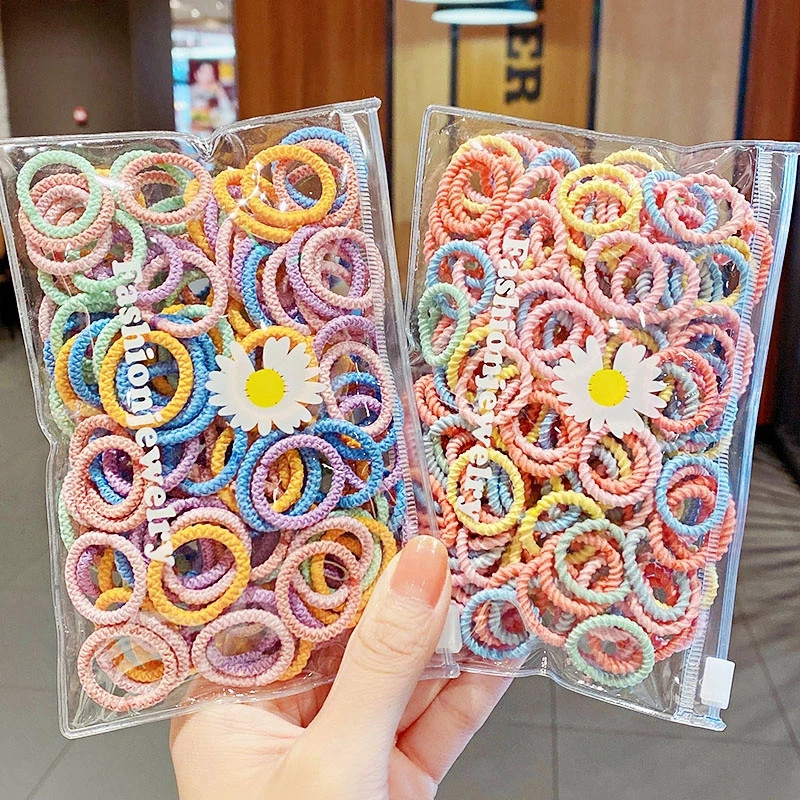100PCS/Set Šarena mala elastična gumica za kosu za djevojčice, dječji konjski rep, gumica za kosu, gumica, modni dodaci za kosu