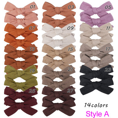 2 kom/lot Nova lanena pamučna mašna za kosu Dječje kopče za kosu za djevojčice Mašna za kosu Ukosnice Jednobojne dječje ukosnice za kosu Ukosnice