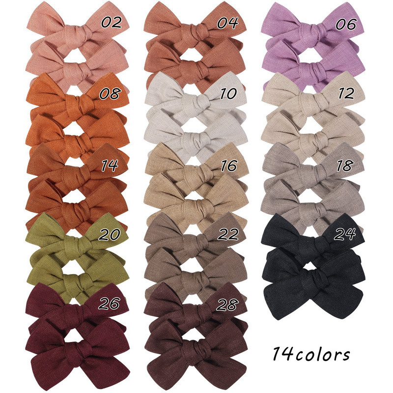 2 kom/lot Nova lanena pamučna mašna za kosu Dječje kopče za kosu za djevojčice Mašna za kosu Ukosnice Jednobojne dječje ukosnice za kosu Ukosnice