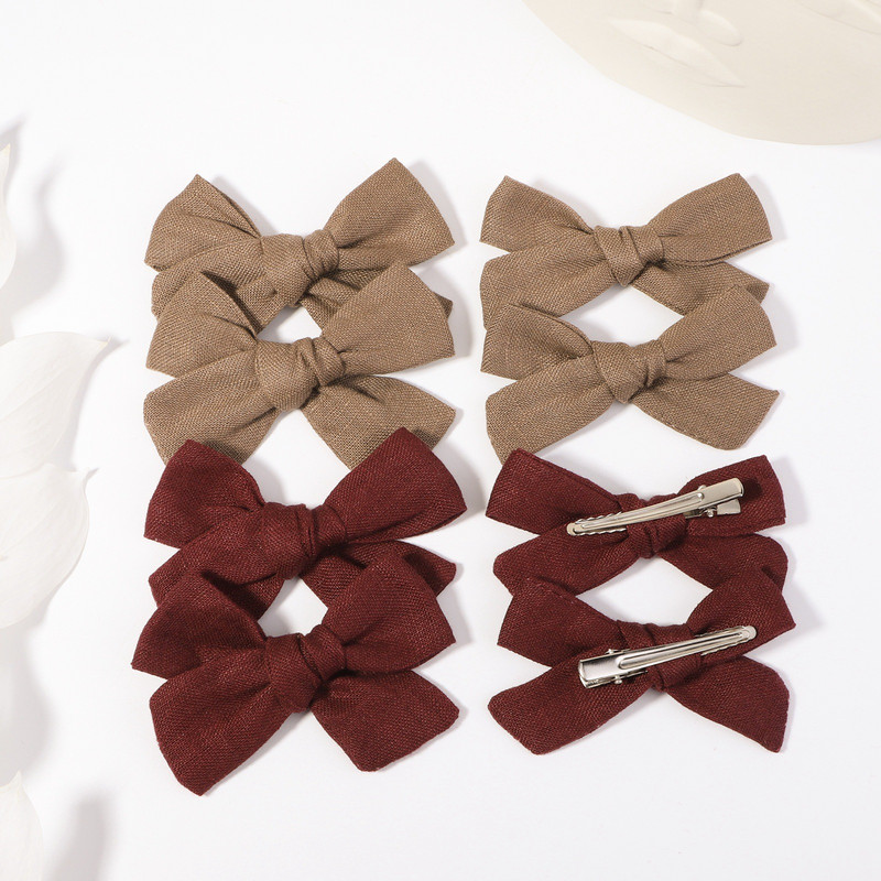 2 kom/lot Nova lanena pamučna mašna za kosu Dječje kopče za kosu za djevojčice Mašna za kosu Ukosnice Jednobojne dječje ukosnice za kosu Ukosnice