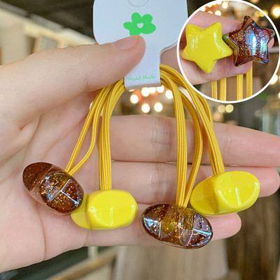 Mados mergaičių elastinės plaukų juostelės Akrilo Gyvūnų lankelis Žvaigždė apvali širdis Meška Tvirta guminė kaklaraištis virvelė Žiedas plaukų aksesuarai moterims