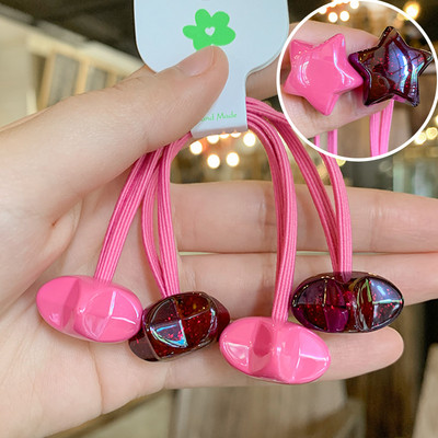 Mados mergaičių elastinės plaukų juostelės Akrilo Gyvūnų lankelis Žvaigždė apvali širdis Meška Tvirta guminė kaklaraištis virvelė Žiedas plaukų aksesuarai moterims