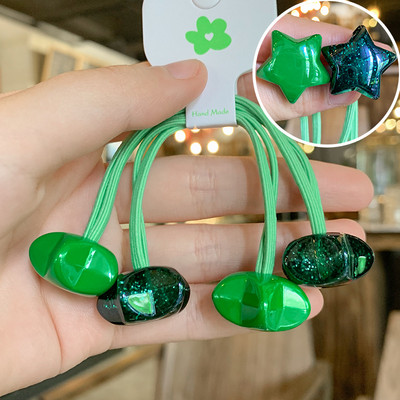 Mados mergaičių elastinės plaukų juostelės Akrilo Gyvūnų lankelis Žvaigždė apvali širdis Meška Tvirta guminė kaklaraištis virvelė Žiedas plaukų aksesuarai moterims