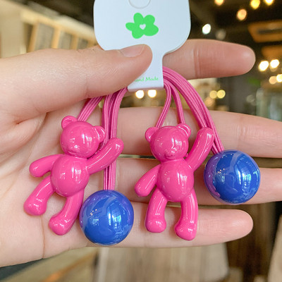 Mados mergaičių elastinės plaukų juostelės Akrilo Gyvūnų lankelis Žvaigždė apvali širdis Meška Tvirta guminė kaklaraištis virvelė Žiedas plaukų aksesuarai moterims