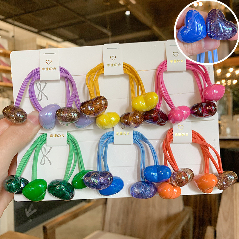 Mados mergaičių elastinės plaukų juostelės Akrilo Gyvūnų lankelis Žvaigždė apvali širdis Meška Tvirta guminė kaklaraištis virvelė Žiedas plaukų aksesuarai moterims