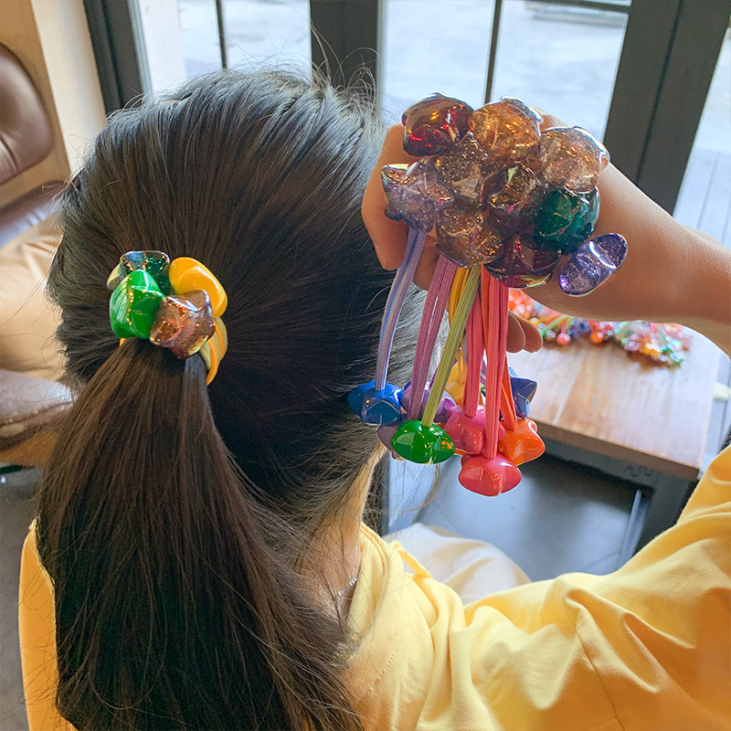 Mados mergaičių elastinės plaukų juostelės Akrilo Gyvūnų lankelis Žvaigždė apvali širdis Meška Tvirta guminė kaklaraištis virvelė Žiedas plaukų aksesuarai moterims