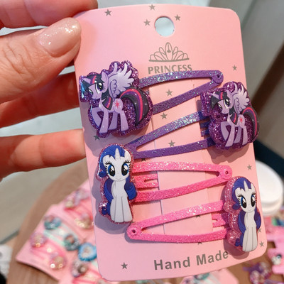 4 kom/set Jednorog My Little Horse Dječja ukosnica Dodaci za kosu Pokrivala za glavu za djevojčice Metalna ukosnica u obliku srca Ukosnica za kosu od smole za poklon