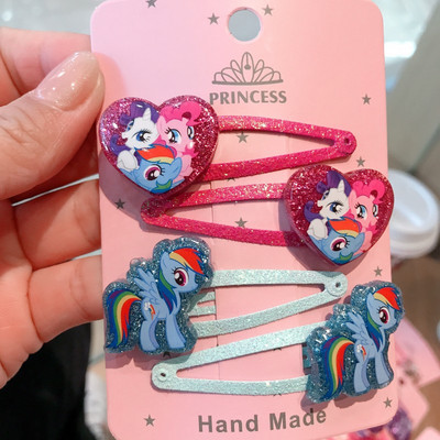 4 kom/set Jednorog My Little Horse Dječja ukosnica Dodaci za kosu Pokrivala za glavu za djevojčice Metalna ukosnica u obliku srca Ukosnica za kosu od smole za poklon