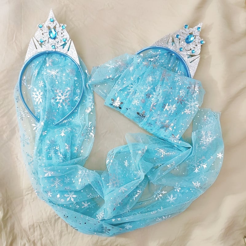 Trake za kosu za djevojčice u korejskom stilu Plavi dugi veo Snježna pahuljica Princezina kruna Rođendanske slatke trake za glavu za djecu Modni dodaci za kosu