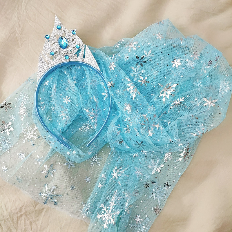 Trake za kosu za djevojčice u korejskom stilu Plavi dugi veo Snježna pahuljica Princezina kruna Rođendanske slatke trake za glavu za djecu Modni dodaci za kosu