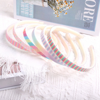 10 ΤΕΜ 1 εκατοστών Χονδρικό Hairband Rainbow Glitter Γυναικείο σφουγγάρι κεφαλόδεσμο Γυναικεία κορδέλα μαλλιών Κορίτσι με καλυμμένη ρητίνη Αξεσουάρ μαλλιών