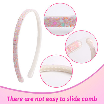 10 ΤΕΜ 1 εκατοστών Χονδρικό Hairband Rainbow Glitter Γυναικείο σφουγγάρι κεφαλόδεσμο Γυναικεία κορδέλα μαλλιών Κορίτσι με καλυμμένη ρητίνη Αξεσουάρ μαλλιών