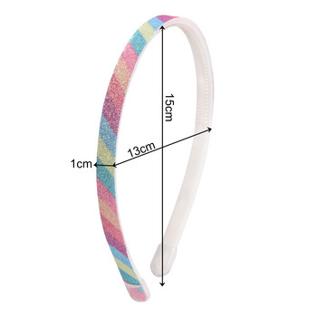 10 ΤΕΜ 1 εκατοστών Χονδρικό Hairband Rainbow Glitter Γυναικείο σφουγγάρι κεφαλόδεσμο Γυναικεία κορδέλα μαλλιών Κορίτσι με καλυμμένη ρητίνη Αξεσουάρ μαλλιών