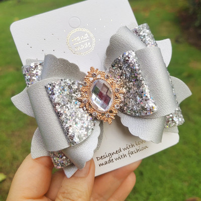 Thumbelina 4 ιντσών κομψοί φιόγκοι από στρας για κορίτσια Χαριτωμένα κλιπ για τα μαλλιά Καλύμματα κεφαλής φουρκέτες Αξεσουάρ μαλλιών