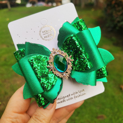 Thumbelina 4 ιντσών κομψοί φιόγκοι από στρας για κορίτσια Χαριτωμένα κλιπ για τα μαλλιά Καλύμματα κεφαλής φουρκέτες Αξεσουάρ μαλλιών