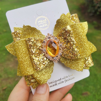 Thumbelina 4 ιντσών κομψοί φιόγκοι από στρας για κορίτσια Χαριτωμένα κλιπ για τα μαλλιά Καλύμματα κεφαλής φουρκέτες Αξεσουάρ μαλλιών