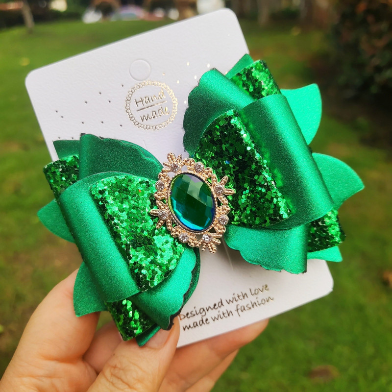 Thumbelina 4 ιντσών κομψοί φιόγκοι από στρας για κορίτσια Χαριτωμένα κλιπ για τα μαλλιά Καλύμματα κεφαλής φουρκέτες Αξεσουάρ μαλλιών