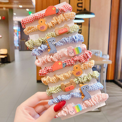 10PCS/Комплект Детски анимационен герой Плодове Цвете Найлонова еластична лента за коса Дамско момиче Сладка гумена вратовръзка за коса Scrunchie Шапки