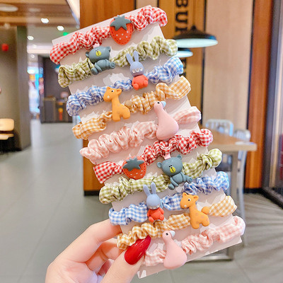 10PCS/Комплект Детски анимационен герой Плодове Цвете Найлонова еластична лента за коса Дамско момиче Сладка гумена вратовръзка за коса Scrunchie Шапки