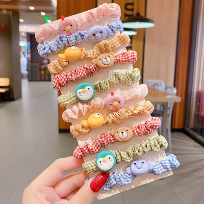 10PCS/Комплект Детски анимационен герой Плодове Цвете Найлонова еластична лента за коса Дамско момиче Сладка гумена вратовръзка за коса Scrunchie Шапки