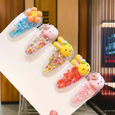 5 бр./компл. 2021 г. Нови течащи пайети Сладки детски фиби Бебешки уши Страничен бретон Щипка Плодова шапка Аксесоари за коса за жени Подаръци