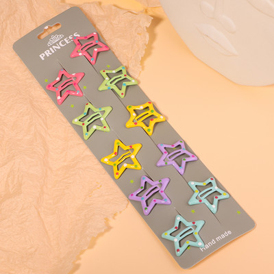 10 gab./komplektā Krāsainas zvaigžņu matu sprādzes jaukām meitenēm Mirdzoši metāla sprādzes BB klipses Matu sprādzes Galvassegas Bērnu matu aksesuāri