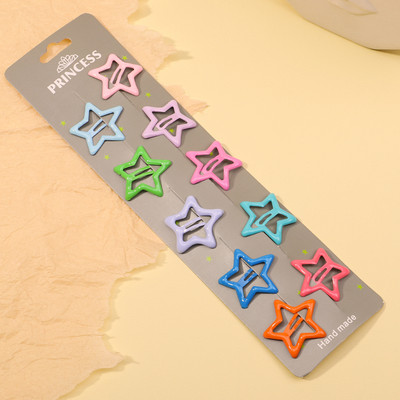 10 gab./komplektā Krāsainas zvaigžņu matu sprādzes jaukām meitenēm Mirdzoši metāla sprādzes BB klipses Matu sprādzes Galvassegas Bērnu matu aksesuāri