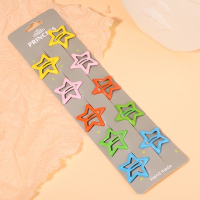 10 gab./komplektā Krāsainas zvaigžņu matu sprādzes jaukām meitenēm Mirdzoši metāla sprādzes BB klipses Matu sprādzes Galvassegas Bērnu matu aksesuāri