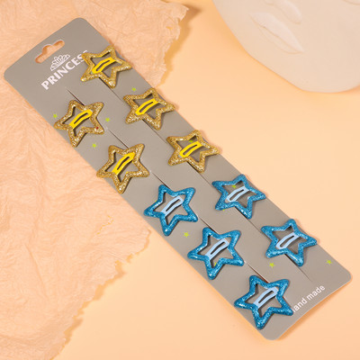 10 gab./komplektā Krāsainas zvaigžņu matu sprādzes jaukām meitenēm Mirdzoši metāla sprādzes BB klipses Matu sprādzes Galvassegas Bērnu matu aksesuāri