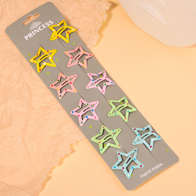 10 gab./komplektā Krāsainas zvaigžņu matu sprādzes jaukām meitenēm Mirdzoši metāla sprādzes BB klipses Matu sprādzes Galvassegas Bērnu matu aksesuāri